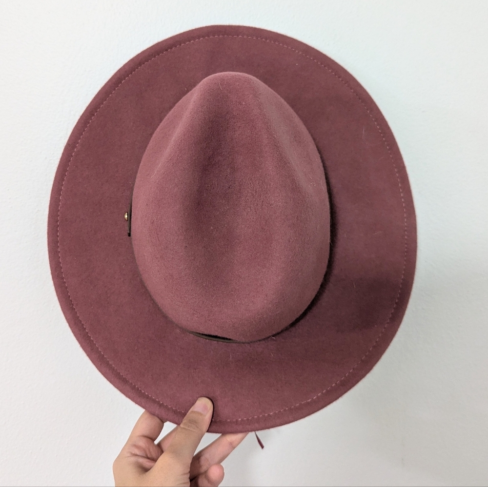 Free People Wythe Leather Band Felt Wool Hat Metal Stud Pink One Size - Picture 7 of 9